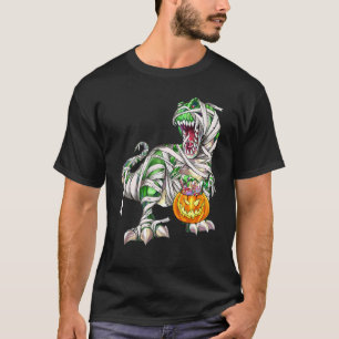 Dinosaur Rex Mummy Scary Halloween Pumpkin T-Shirt