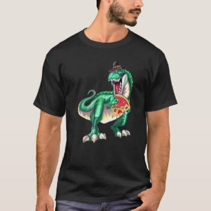 Dinosaur Rex Pilgrim Hat Pizza Thanksgiving Vegan T-Shirt