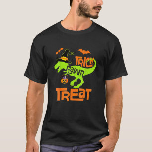 Dinosaur Rex Trick Rawr Treat Bat Pumkin Halloween T-Shirt