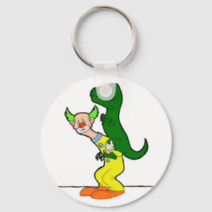 Dinosaur riding clown keychain