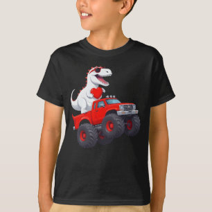 Dinosaur Riding Monster Truck Funny T-Shirt