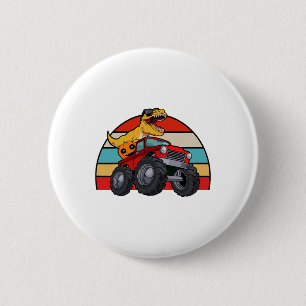 Dinosaur Riding Monster Truck Lazy Halloween Costu 2 Inch Round Button