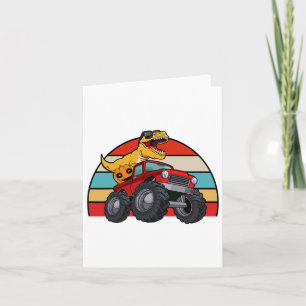 Dinosaur Riding Monster Truck Lazy Halloween Costu Card