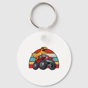 Dinosaur Riding Monster Truck Lazy Halloween Costu Keychain