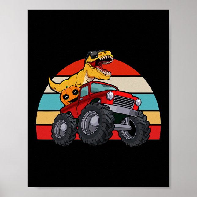 Dinosaur Riding Monster Truck Lazy Halloween Costu Poster (Front)