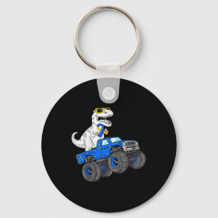 Dinosaur Riding Truck World Down Syndrome Day Boys Keychain