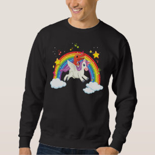 Dinosaur Riding Unicorn Unicorns Rainbow Graphic Sweatshirt