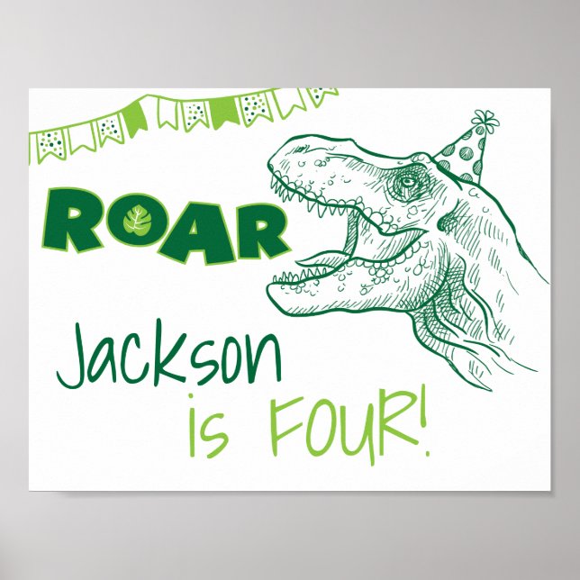 Dinosaur Roar Birthday Sign (Front)