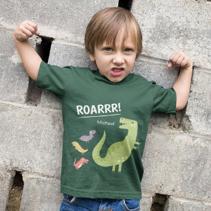 Dinosaur Roar Green Monogrammed Kid Boy T-Shirt