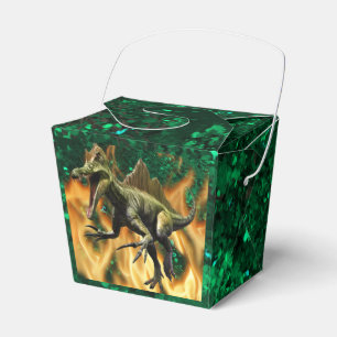 Dinosaur roar illustration fire leaves birthday favor box