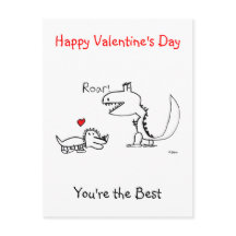 Dinosaur Roaring, Bonne Saint Valentin, Carte post