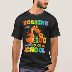 Dinosaur Roaring Into 100 Days Of School Apparel R T-Shirt