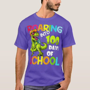 Dinosaur Roaring Into 100 Days Of School Apparel T-Shirt