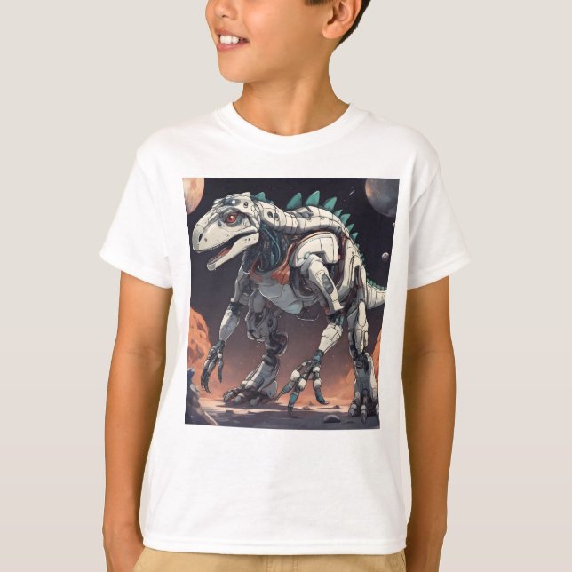 Dinosaur Robot Outer Space T-Shirt (Front)