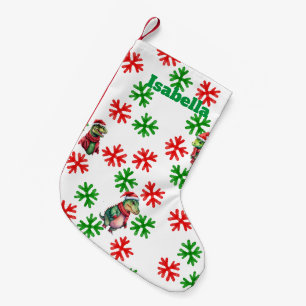 Dinosaur Santa Happy Merry Christmas pattern Small Christmas Stocking