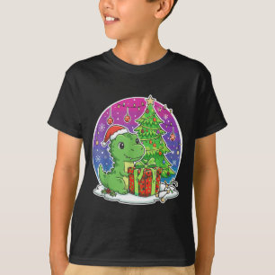 Dinosaur Santa Hat Xmas Dinosaur Lover Adults Boy T-Shirt