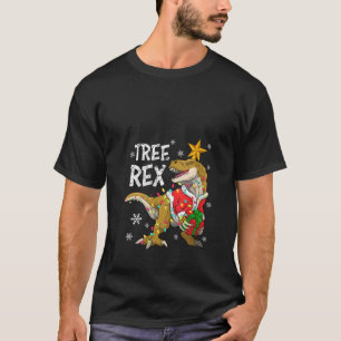 Dinosaur Santa Shirt for Boys Girls Christmas Tree