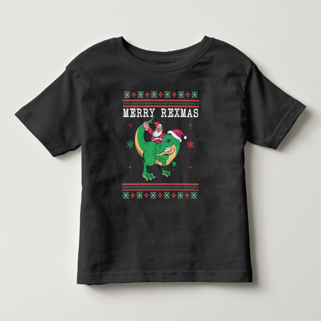 Dinosaur Santa T-Rex Ugly Christmas Sweater (Front)