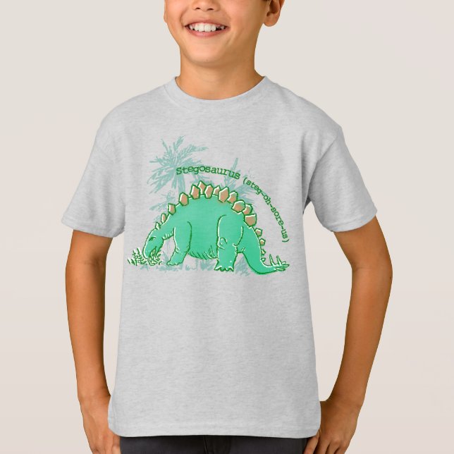 Dinosaur say Stegosaurus boys blue t-shirt (Front)