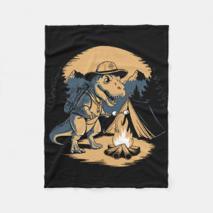 Dinosaur Scouting Camping For Kids Boys Girls Fleece Blanket