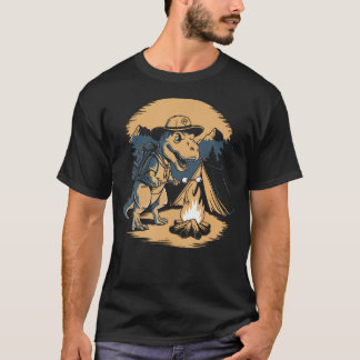 Dinosaur Scouting Camping For Kids Boys Girls T-Shirt