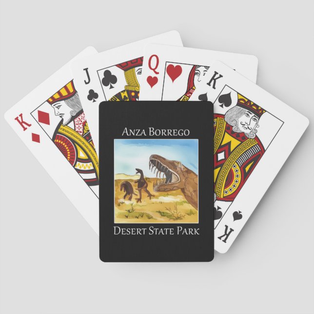 dinosaur sculptures in Anza Borrego Desert Playing Cards (Back)