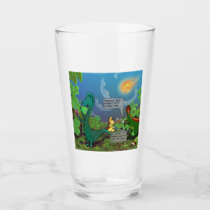 Dinosaur Selfies Funny Comic Glass