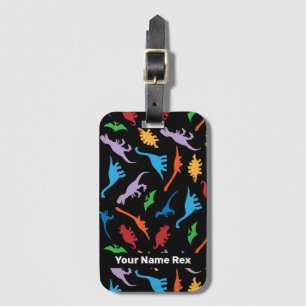Dinosaur seven species silhouette pattern luggage  tag