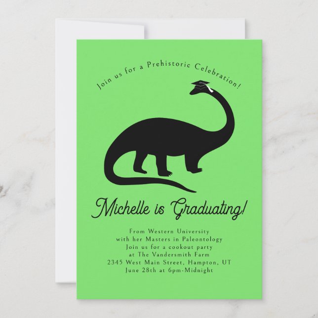 Dinosaur Silhouette Graduation Party Invitation (Front)