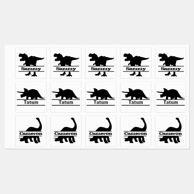 Dinosaur Silhouette Noms Personnalisés Étiquettes (Feuille)