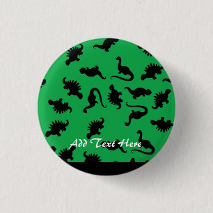 Dinosaur Silhouettes on Green Background Pattern 1 Inch Round Button