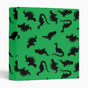 Dinosaur Silhouettes on Green Background Pattern Binder
