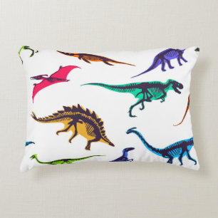 Dinosaur silhouettes: vintage sketch pattern. accent pillow