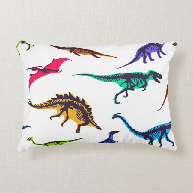 Dinosaur silhouettes: vintage sketch pattern. accent pillow (Front)