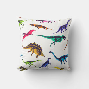 Dinosaur silhouettes: vintage sketch pattern. throw pillow