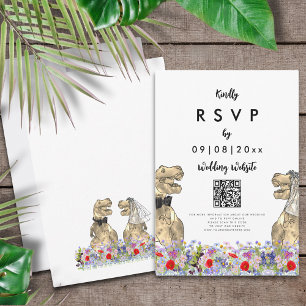 Dinosaur Site de Mariage à thème QR Code carte RSV