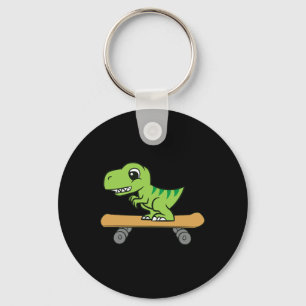Dinosaur Skateboarding Cute Skateboard Dinosaur  Keychain