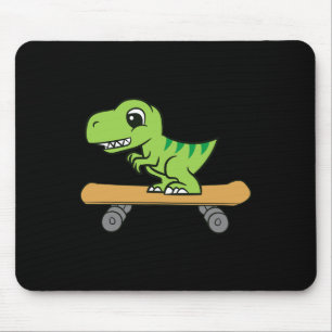 Dinosaur Skateboarding Cute Skateboard Dinosaur  Mouse Pad