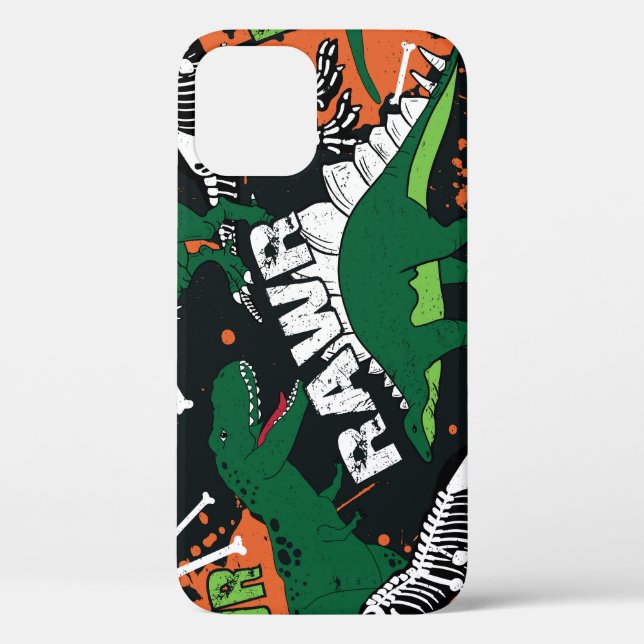 Dinosaur skeleton, grunge seamless pattern. Case-Mate iPhone case (Back)