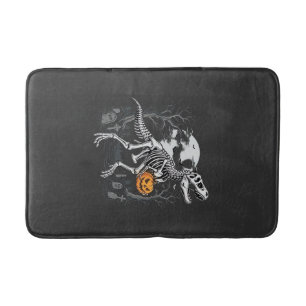 Dinosaur Skeleton Halloween Pumpkin Graveyard Desi Bath Mat