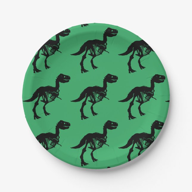 Dinosaur skeleton party plates (Front)