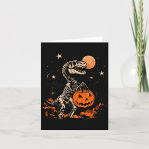 Dinosaur Skeleton Scary Pumpkin Moon Halloween Boy Card