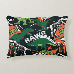 Dinosaur skeleton. Vintage grunge pattern Accent Pillow