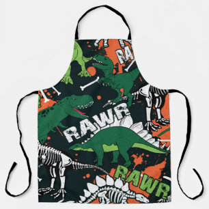 Dinosaur skeleton. Vintage grunge pattern Apron