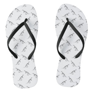 Dinosaur Skeletons Pattern CUSTOM BACKGROUND COLOR Flip Flops