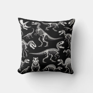 Dinosaur Skeletons White Fossil Bones Throw Pillow