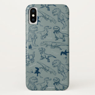Dinosaur Sketch Pattern iPhone X Case
