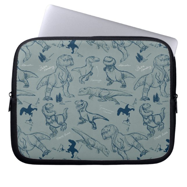 Dinosaur Sketch Pattern Laptop Sleeve (Front)