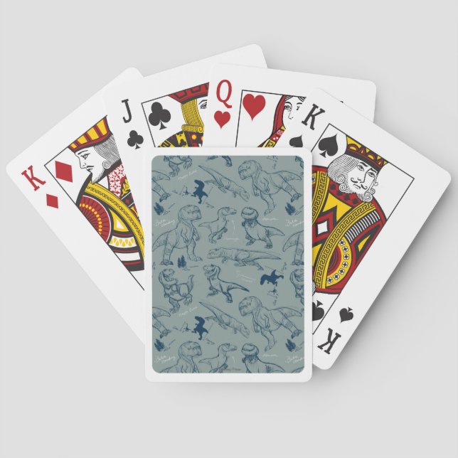 Dinosaur Sketch Pattern Playing Cards (Back)