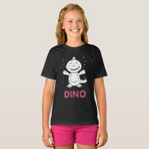 Dinosaur - Sketched Animal - Black, White & Pink T-Shirt